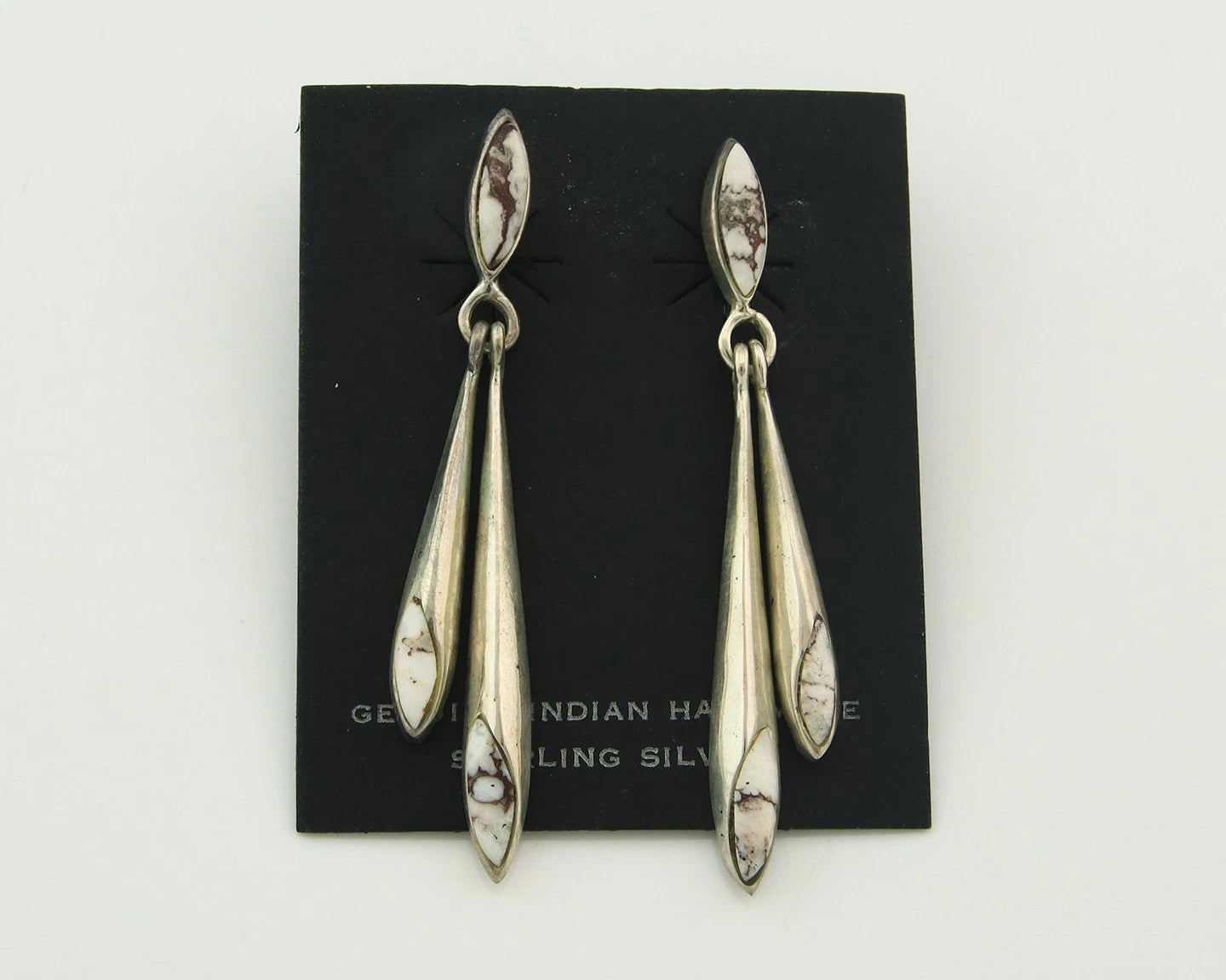 Navajo Dangle Earrings Sterling Silver Buffalo Turquoise Vintage Handmade