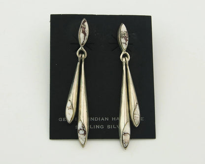 Navajo Dangle Earrings Sterling Silver Buffalo Turquoise Vintage Handmade