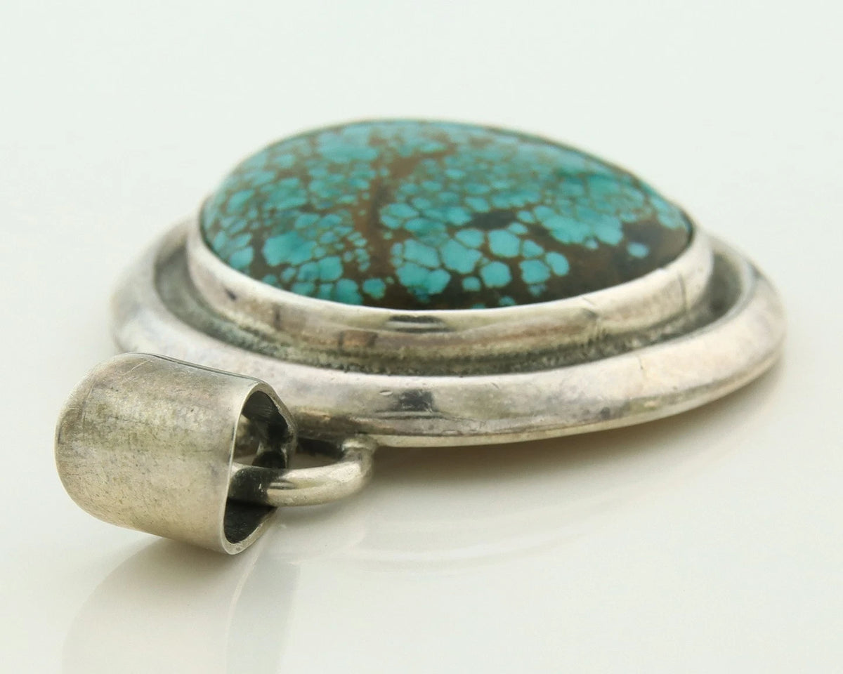 Navajo Pendant 925 Sterling Silver Natural Turquoise Handmade Vintage Artist