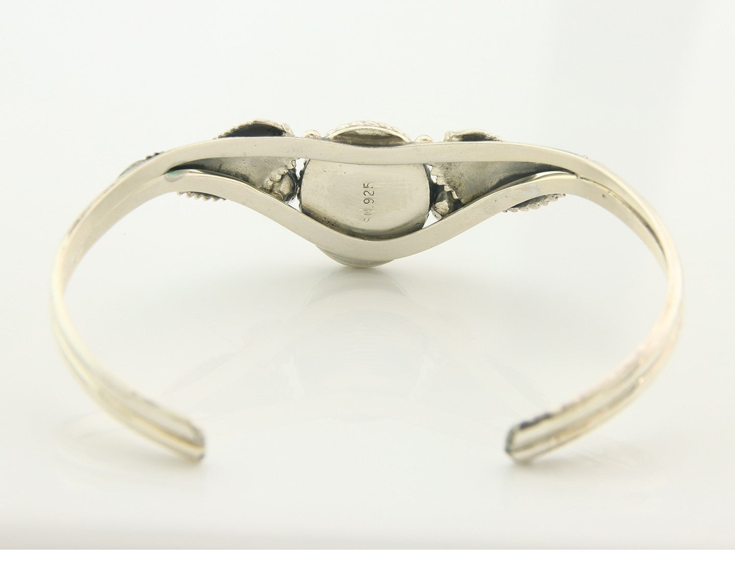 Navajo Cuff Bracelet Sterling Silver Natural Malachite Vintage Signed SN