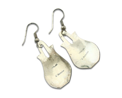 Navajo Earrings Sterling Silver Turquoise Vintage Dangle Signed L Ramone