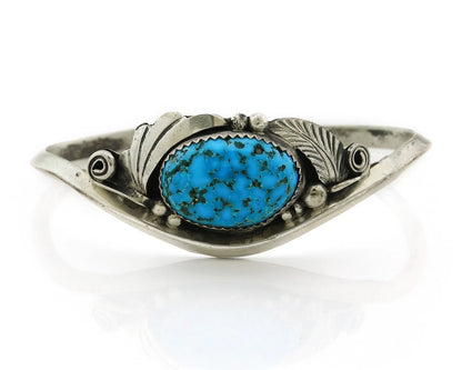 Navajo Cuff Bracelet Sterling Silver Turquoise Handmade Vintage Signed JM