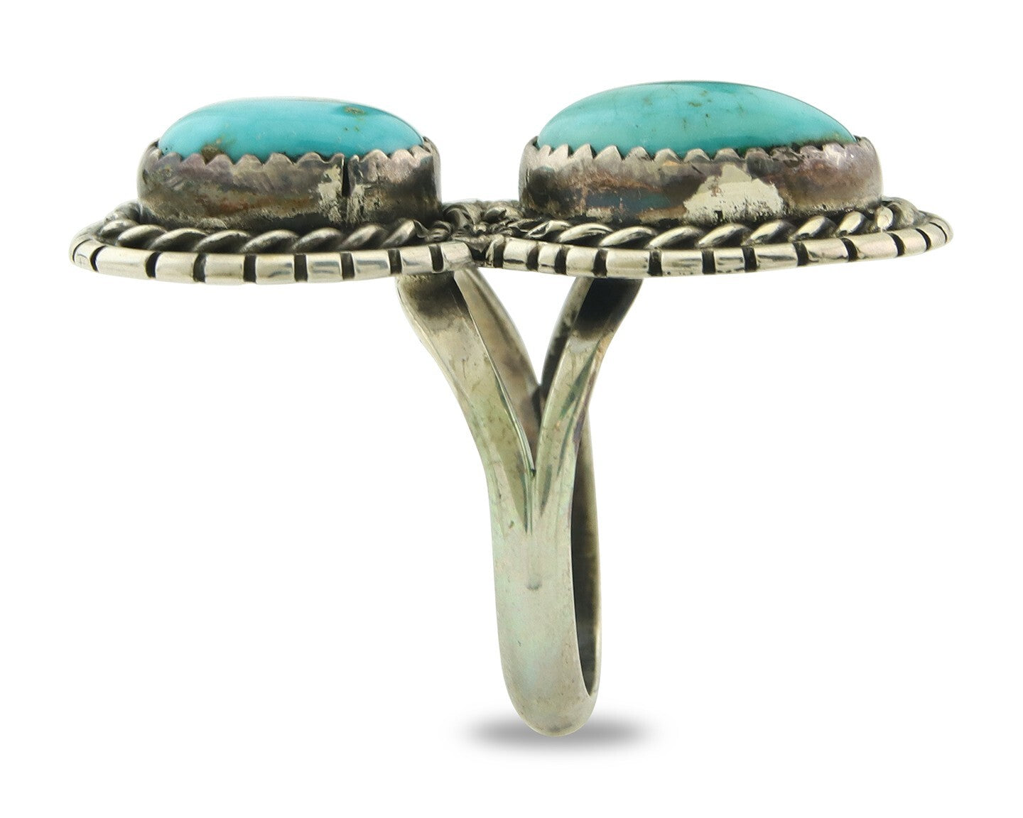 Vintage Navajo Ring Sterling Silver Authentic Turquoise Tom Willeto Size 8.0
