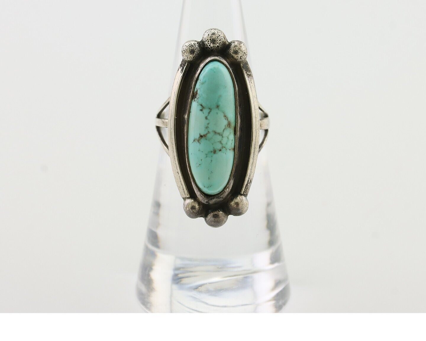 Navajo Turquoise Ring 925 Silver Native Artist Signed Sunrise Size 6.0 C.80's