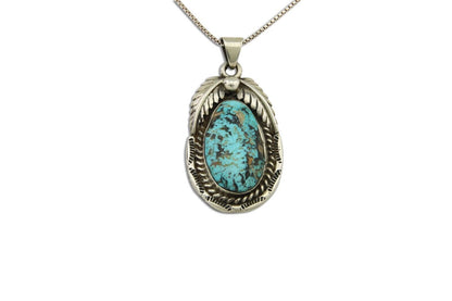Navajo Necklace 925 Silver Blue Diamond Turquoise Artist Signed Sunrise C.80's
