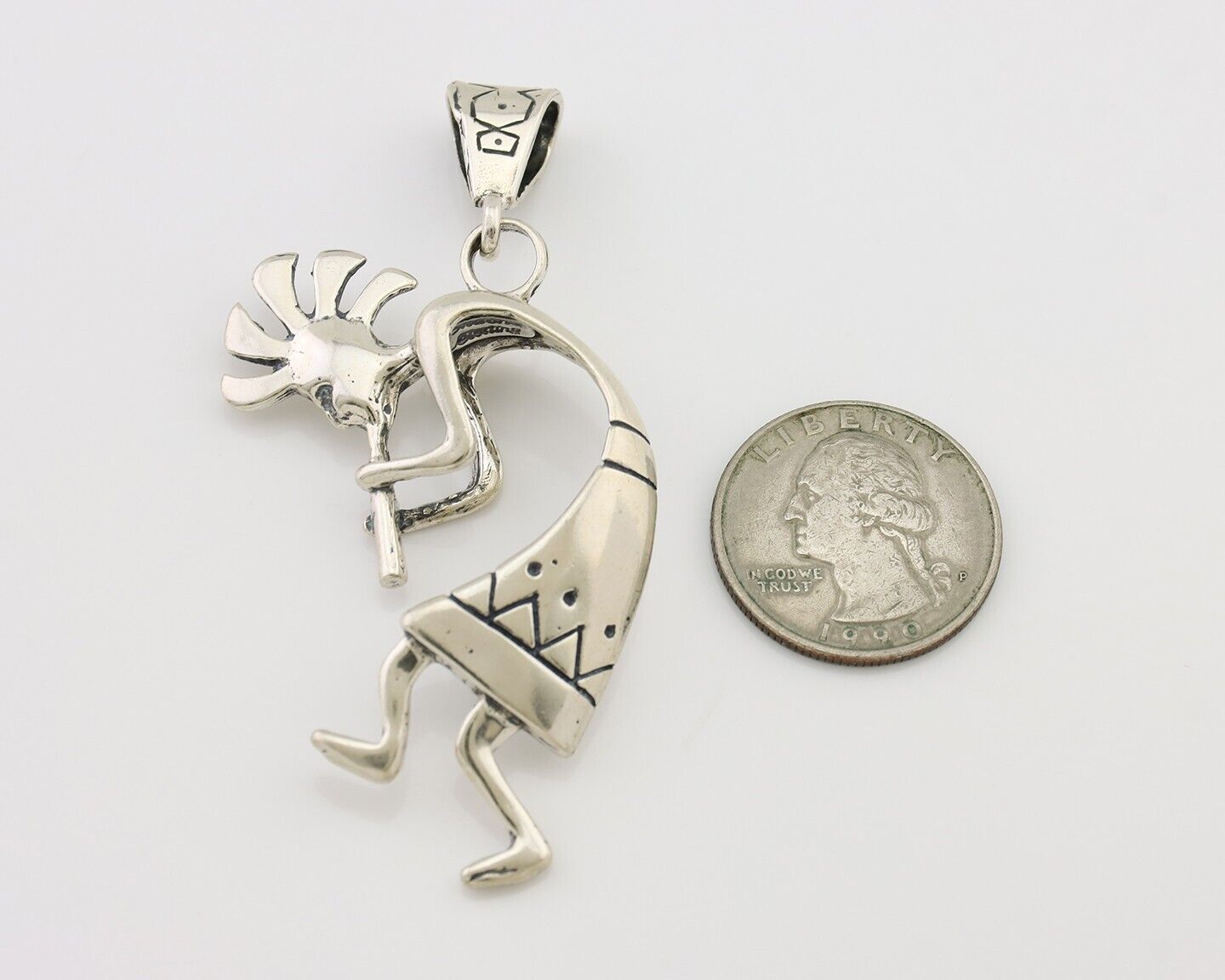 Navajo Kokopelli Pendant 925 Sterling Silver Artist Signed Masha C.80's