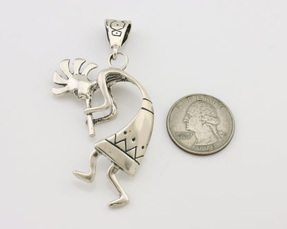 Navajo Kokopelli Pendant 925 Sterling Silver Artist Signed Masha C.80's