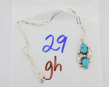 Navajo Turquoise Handmade Necklace 925 Silver Signed Simplicio C.80's