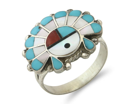 Vintage Zuni Ring 925 Sterling Silver Natural Gemstone Size 8.0