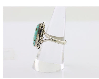 Navajo Handmade Ring 925 Silver Kingman Turquoise Size 8.0 C.80's