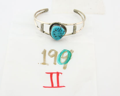 Navajo Bracelet 925 Silver Natural Blue Turquoise Native American Artist C.80s