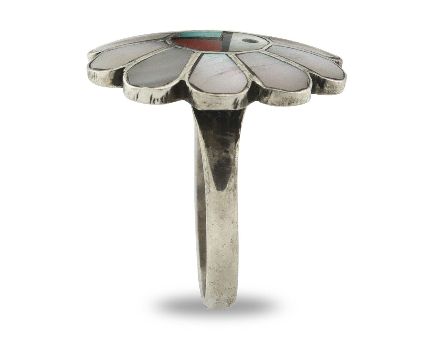 Vintage Zuni Ring 925 Sterling Silver Natural Gemstone Size 7.0