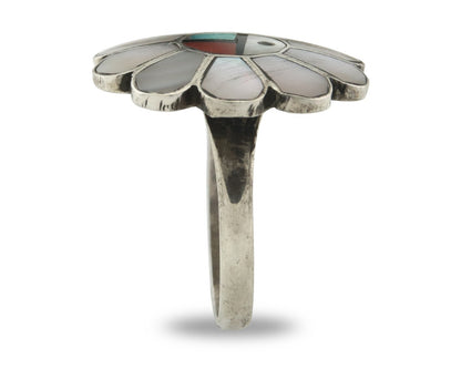 Vintage Zuni Ring 925 Sterling Silver Natural Gemstone Size 7.0