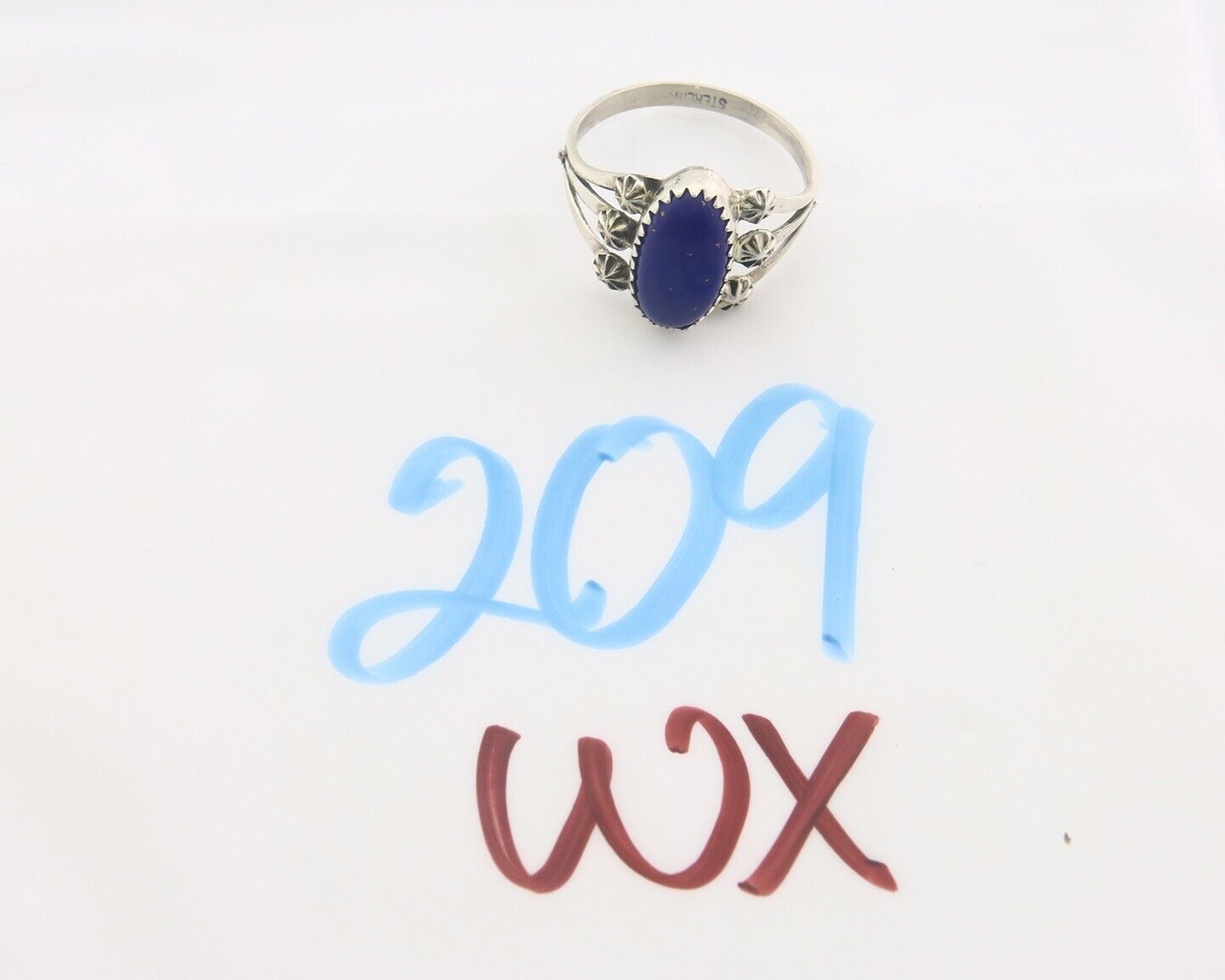 Navajo Ring 925 Sterling Natural Lapis Handmade Native Artist C.80's