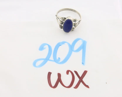 Navajo Ring 925 Sterling Natural Lapis Handmade Native Artist C.80's