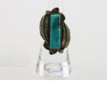 Navajo Handmade Ring 925 Silver Natural Turquoise Native Artist C.80's