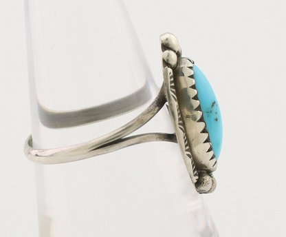 Navajo Ring 925 Silver Sleeping Beauty Turquoise Artist Signed SC C.80's