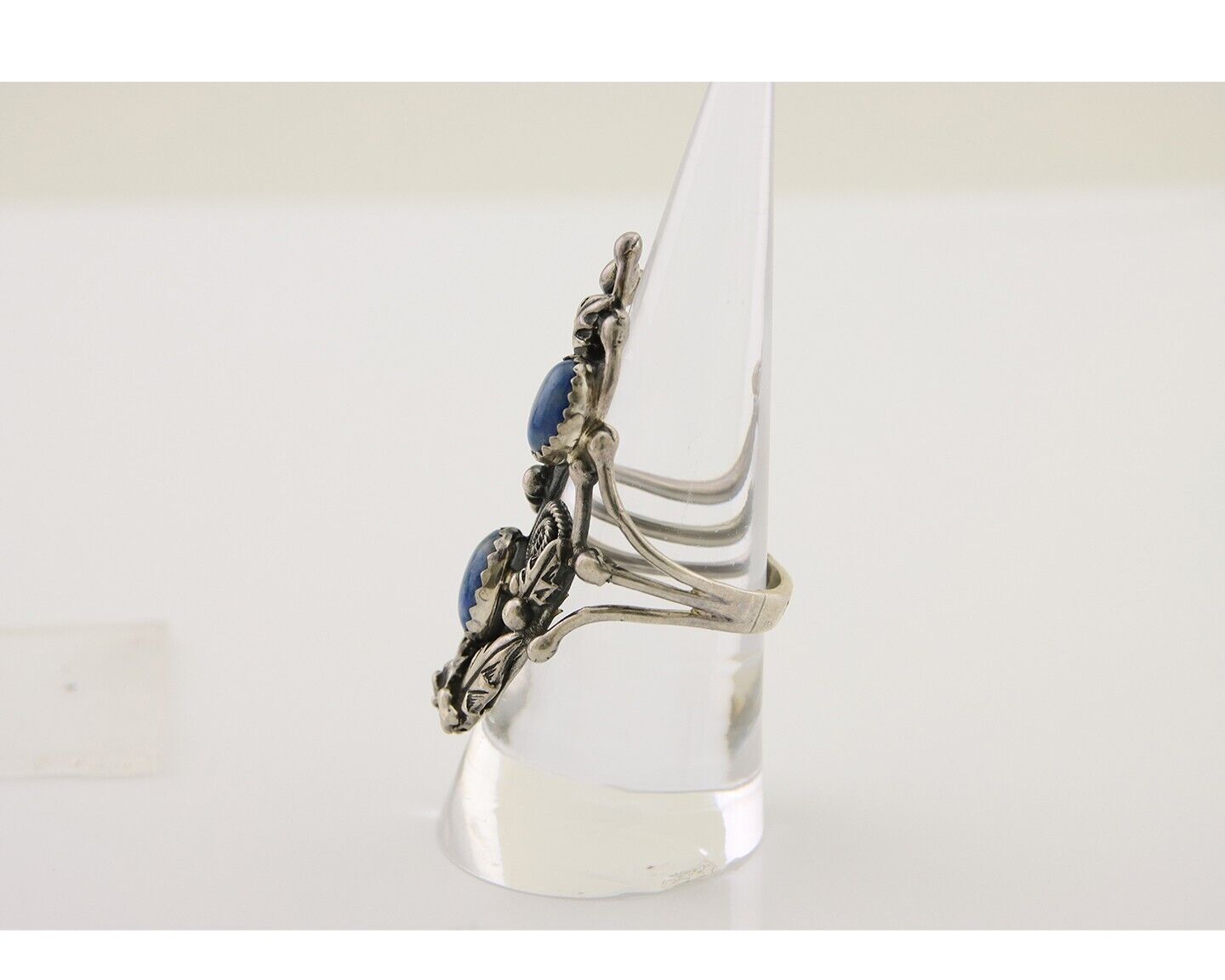 Navajo Ring 925 Silver Natural Denim Lapis Artist Signed Prairie Fire C.80's