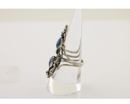 Navajo Ring 925 Silver Natural Denim Lapis Artist Signed Prairie Fire C.80's