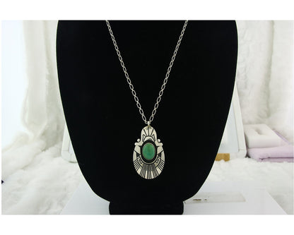Navajo Sterling Silver Necklace Turquoise Authentic Vintage Signed Thomas Singer