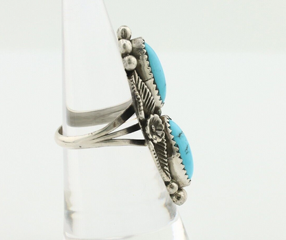 Navajo Ring 925 Silver Sleeping Beauty Turquoise Artist Signed SC C.80's