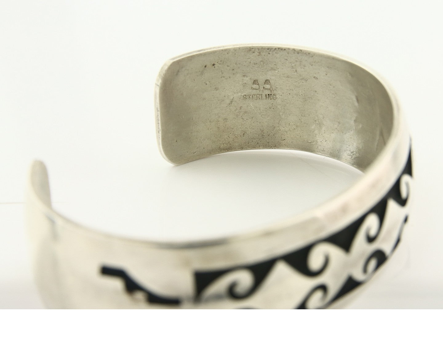 Vintage Navajo Bangle Bracelet Sterling Silver Hand Stamped Signed AA