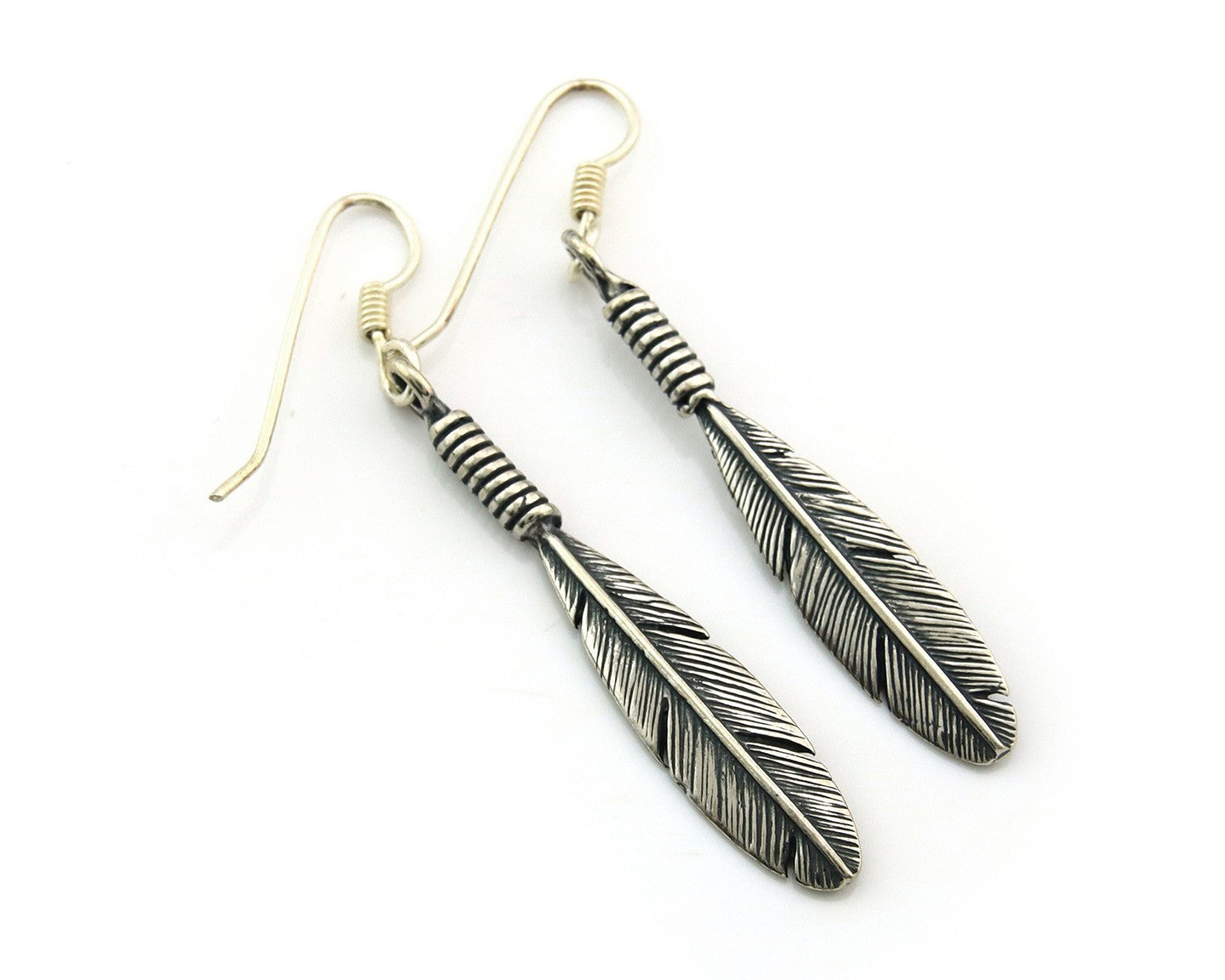 Navajo Eagle Feather Earrings Sterling Silver Dangle Vintage