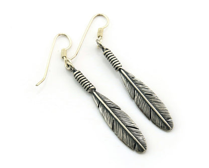 Navajo Eagle Feather Earrings Sterling Silver Dangle Vintage