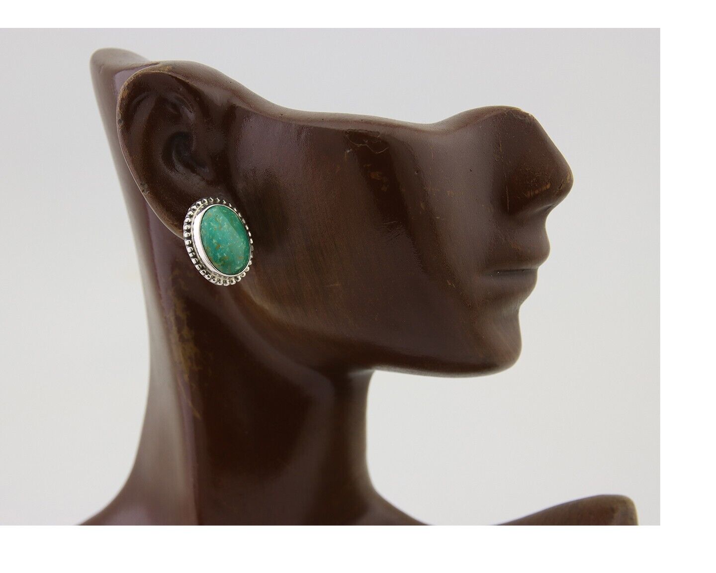Navajo Stud Earrings 925 Silver Natural Turquoise Native Artist Signed M C.80's