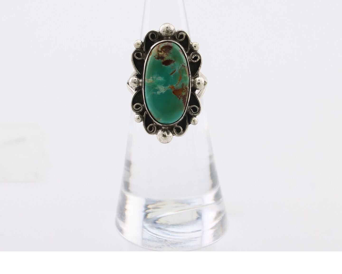 Navajo Handmade Ring 925 Silver Kingman Turquoise Size 4.5 C.80's