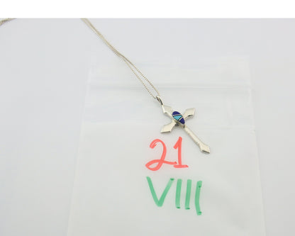 Navajo Cross Necklace Sterling Silver Authentic Natural Gemstones Signed M