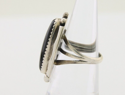 Navajo Handmade Ring 925 Silver Black Onyx Artist Signed SC C.80's