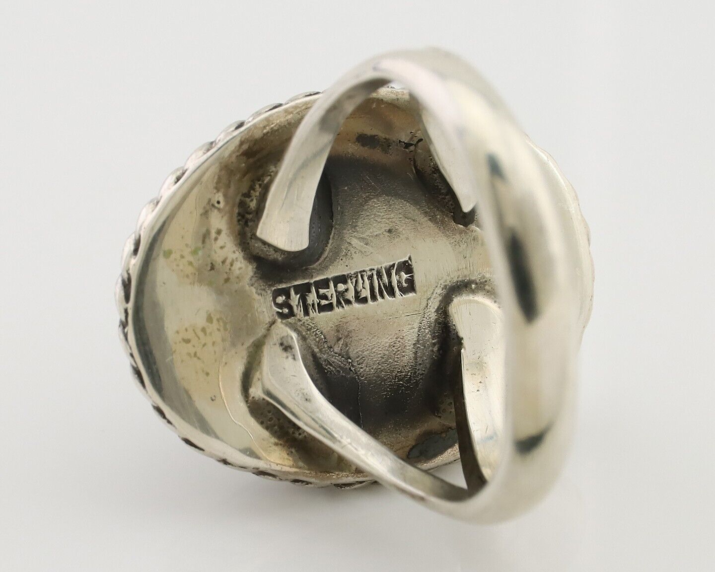 Navajo Ring 925 Silver Kingman Turquoise Native American Artist C.80's