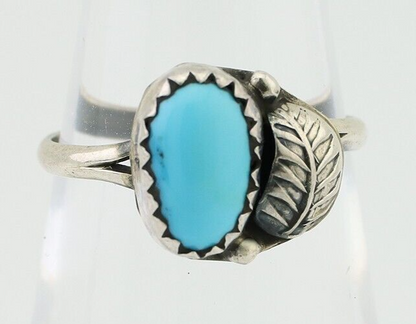 Navajo Ring 925 Silver Sleeping Beauty Turquoise Native American Artist C.80's