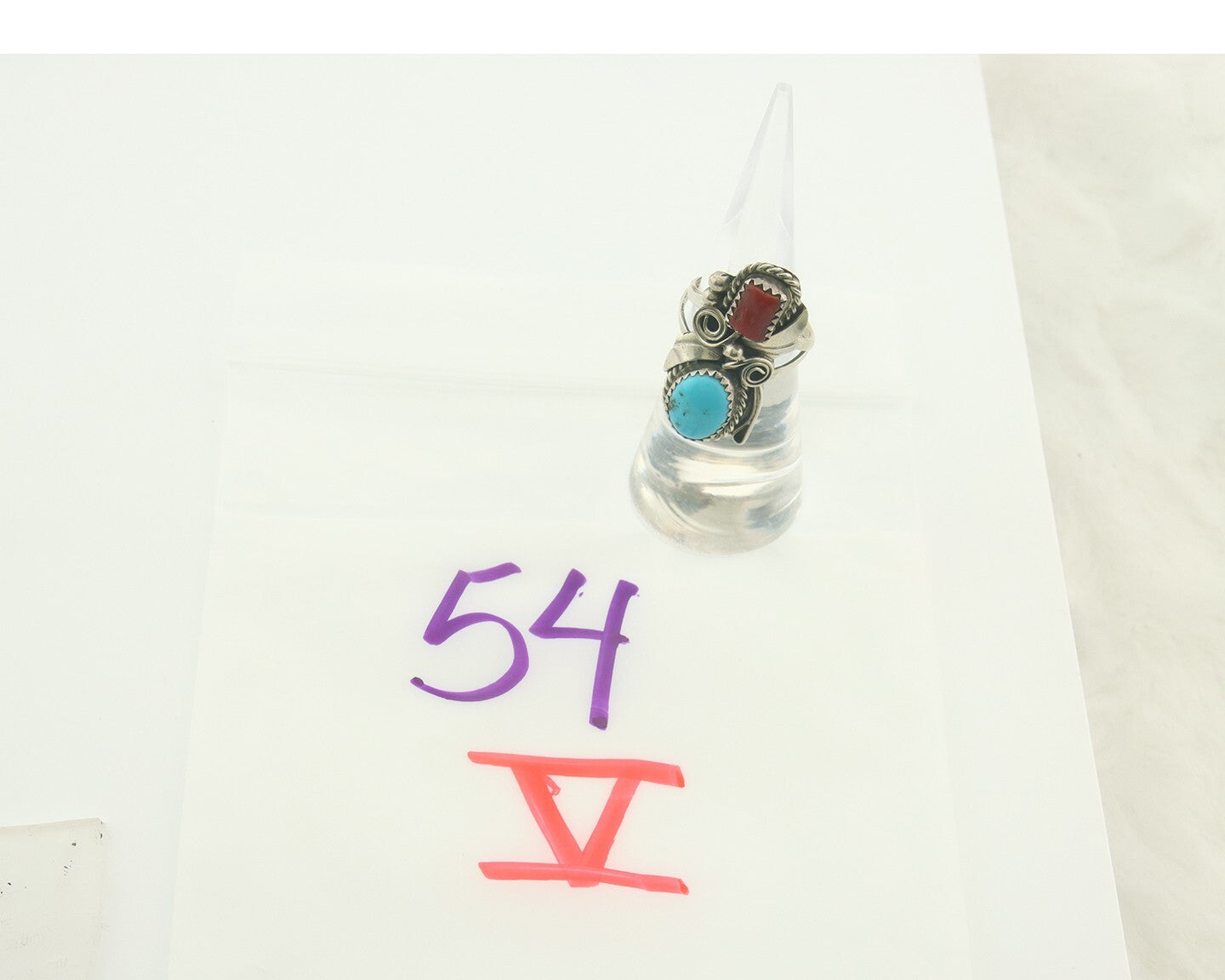 Vintage Navajo Ring 925 Sterling Natural Gemstones Signed Justin Morris Sz 5.0