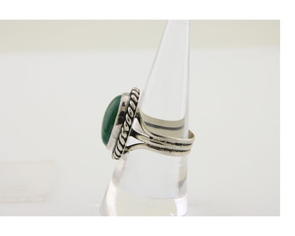 Navajo Ring 925 Silver Natural Malachite Native American Artist C.80's