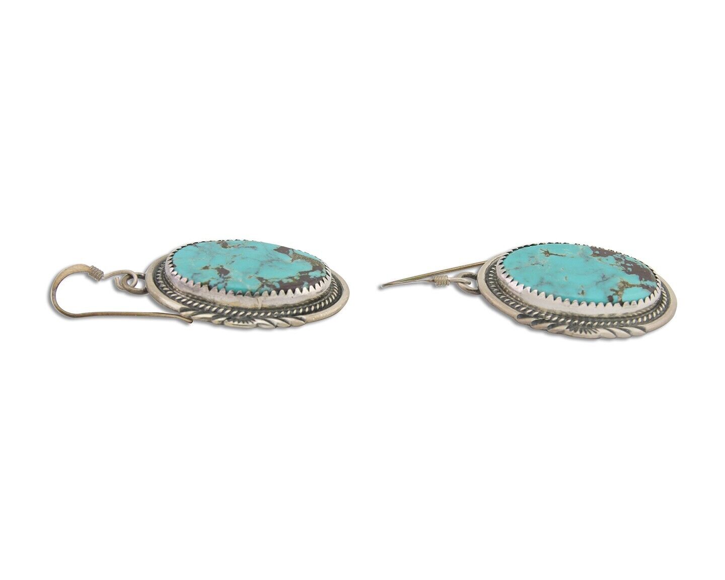 Navajo Dangle Earrings 925 Silver Natural Turquoise Artist Signed Mike Begay C80