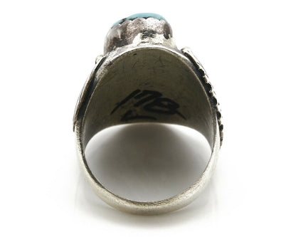 Navajo Ring .925 Silver Handmade Sleeping Beauty Turquoise Native American C.80s