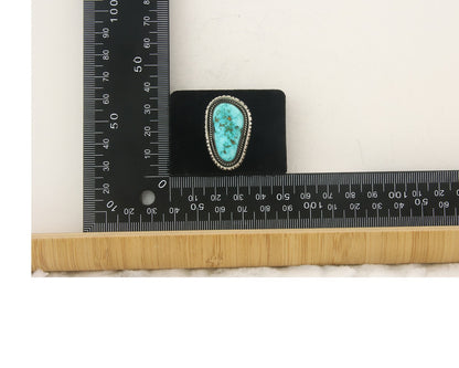 Vintage Navajo Ring 925 Sterling Blue Gem Turquoise Artist Tom Willeto Size 6.5