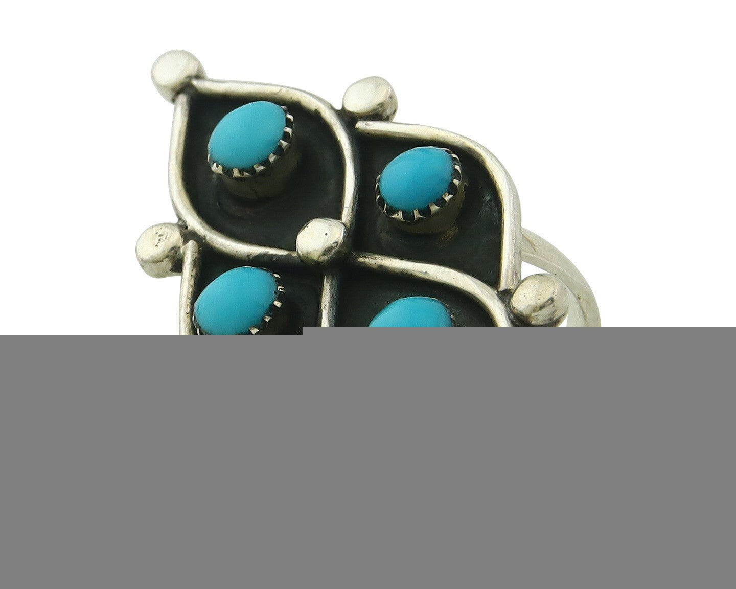 Vintage Zuni Ring 925 Sterling Authentic Natural Turquoise Native Artist Sz 8.25