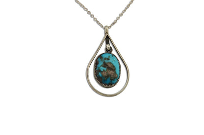 Navajo Necklace 925 Silver Natural Turquoise Native American C.80's