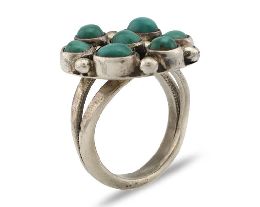 Navajo Ring .925 Silver Natural Blue Turquoise Native American Artist C.80's