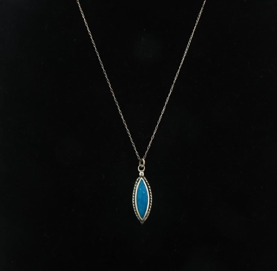Navajo Necklace Sterling Silver Natural Blue Turquoise Vintage