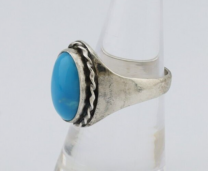 Navajo Ring 925 Silver Natural Blue Turquoise Native American Artist C.80's