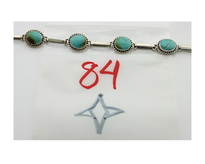 Navajo Link Bracelet .925 Silver Blue Turquoise Native American Artist C.80's