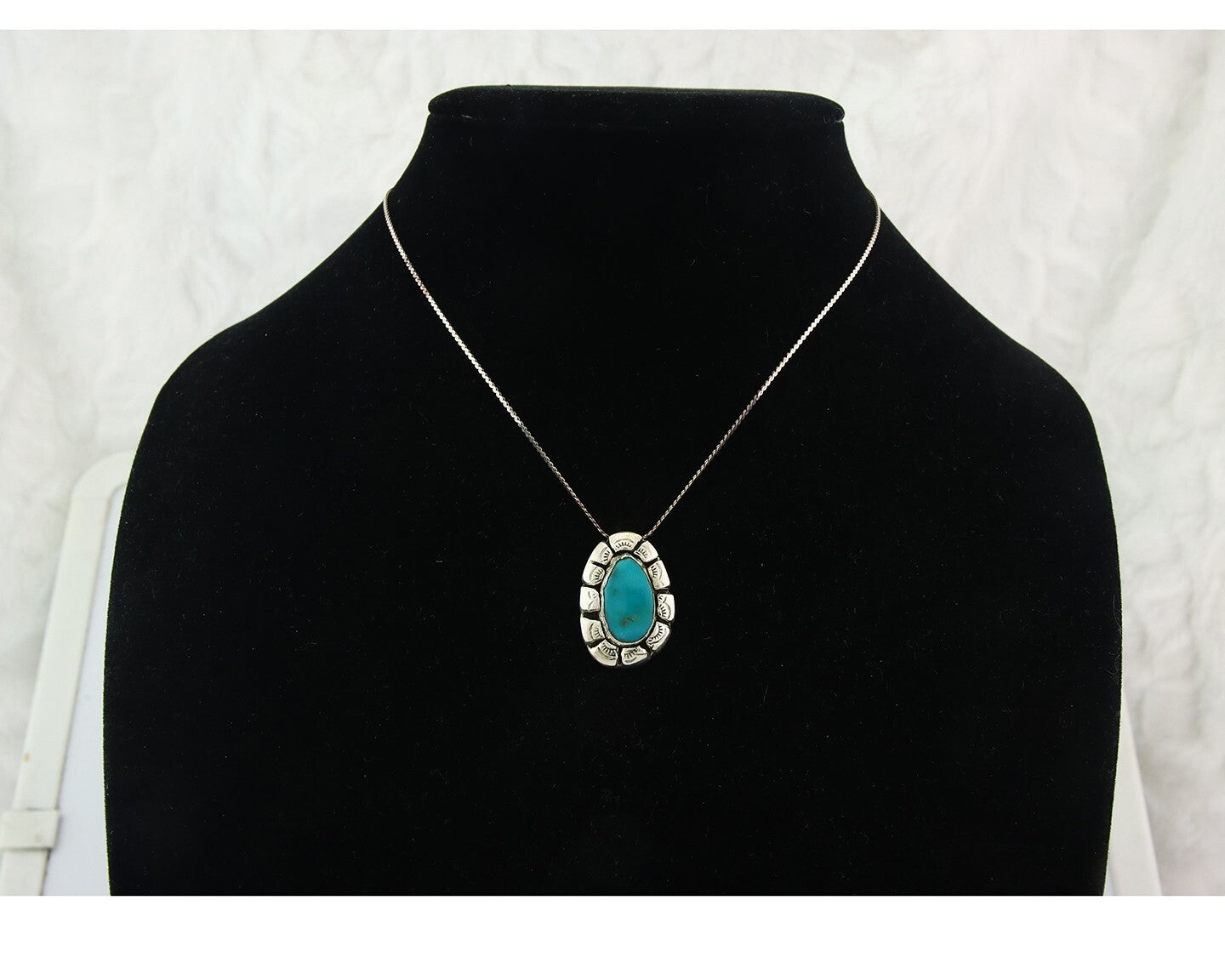 Navajo Sterling Silver Necklace Authentic Turquoise Vintage Handmade