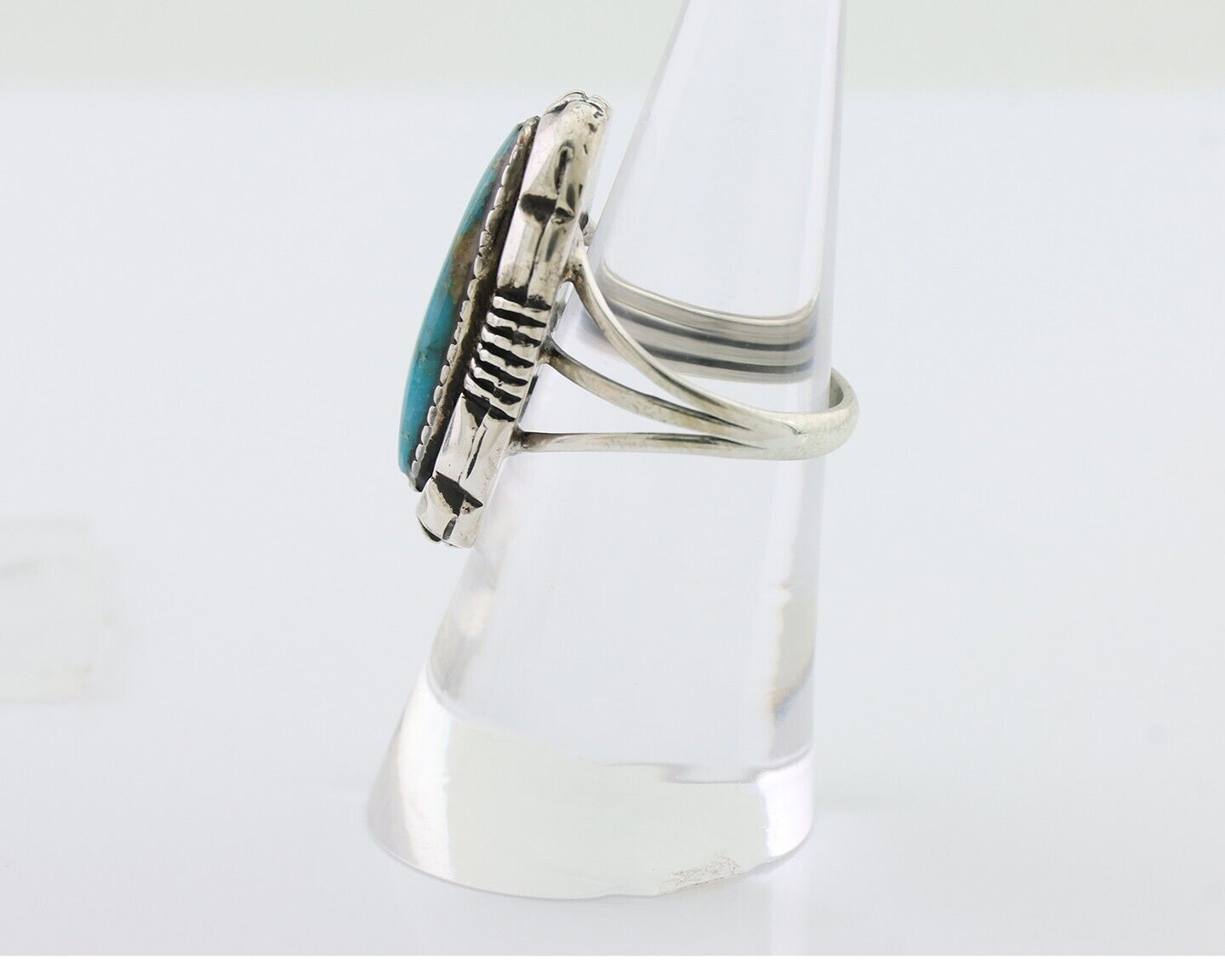 Navajo Ring 925 Silver Natural Turquoise Signed L Yazzie Size 6.25 C.80's