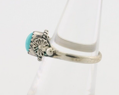 Navajo Ring 925 Silver Kingman Turquoise Native American Artist Made In 1985