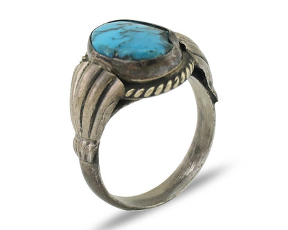 Navajo Ring 925 Silver Natural Turquoise Native American Artist C.80's Size 5.5