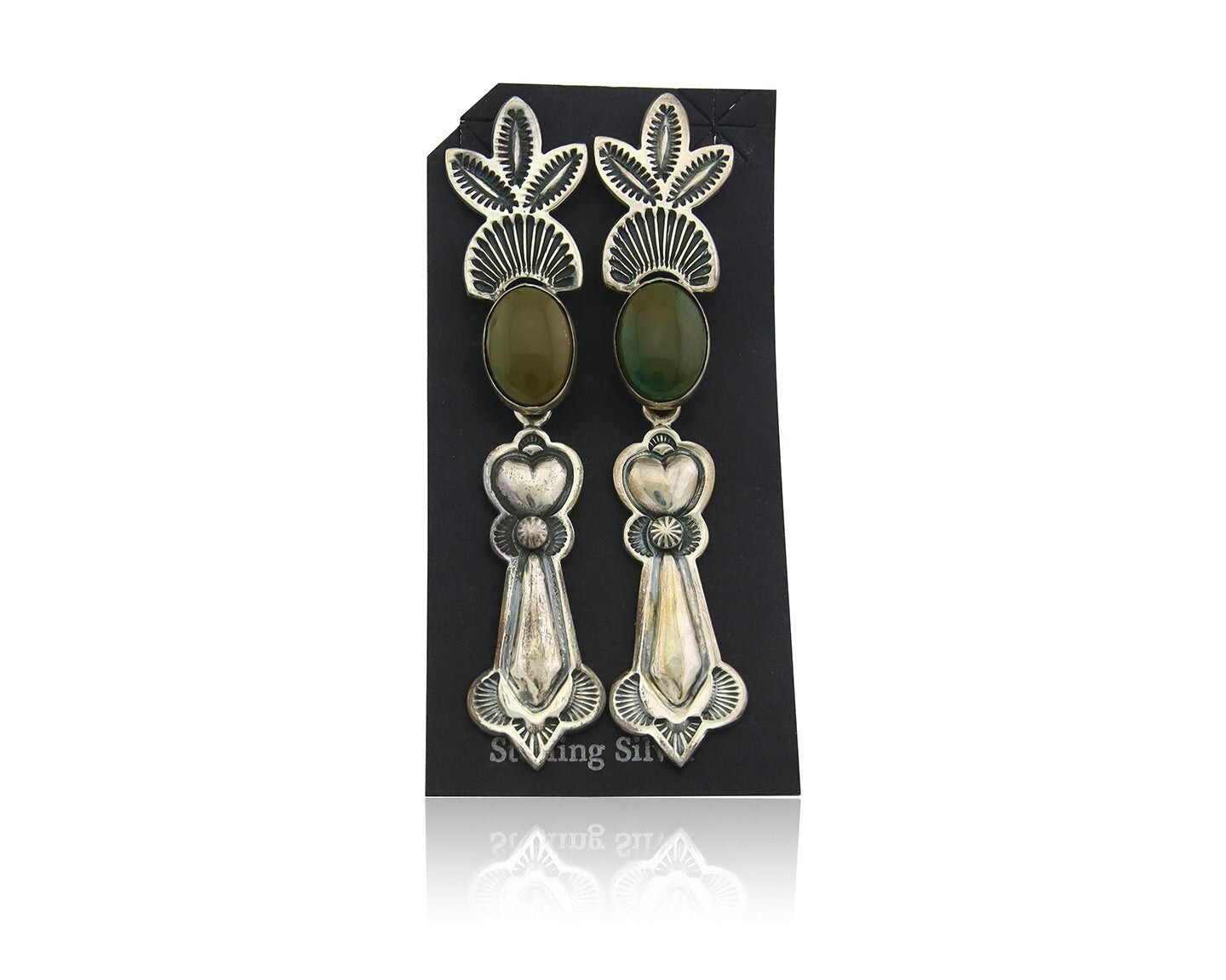 Navajo Earrings 925 Silver Natural Turquoise Artist Signed JR Silversmith C.80's